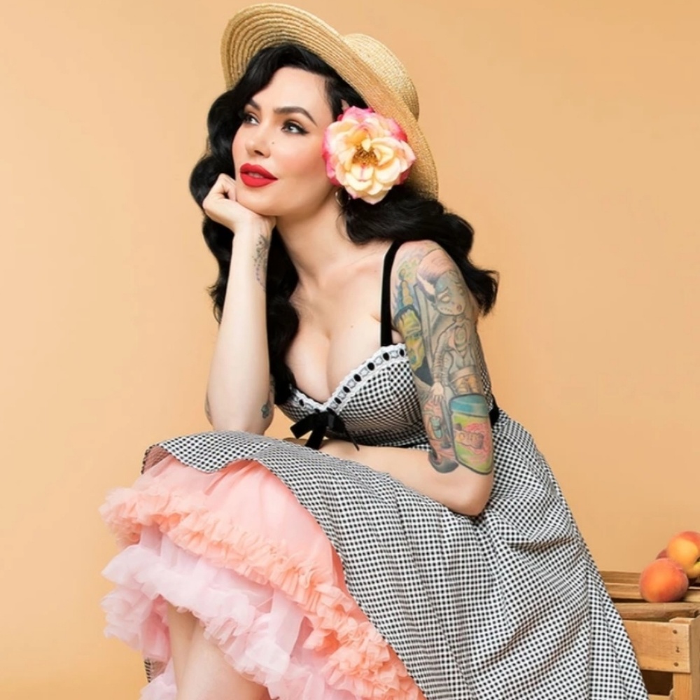 Unique Vintage Micheline Pitt Gingham dress size S